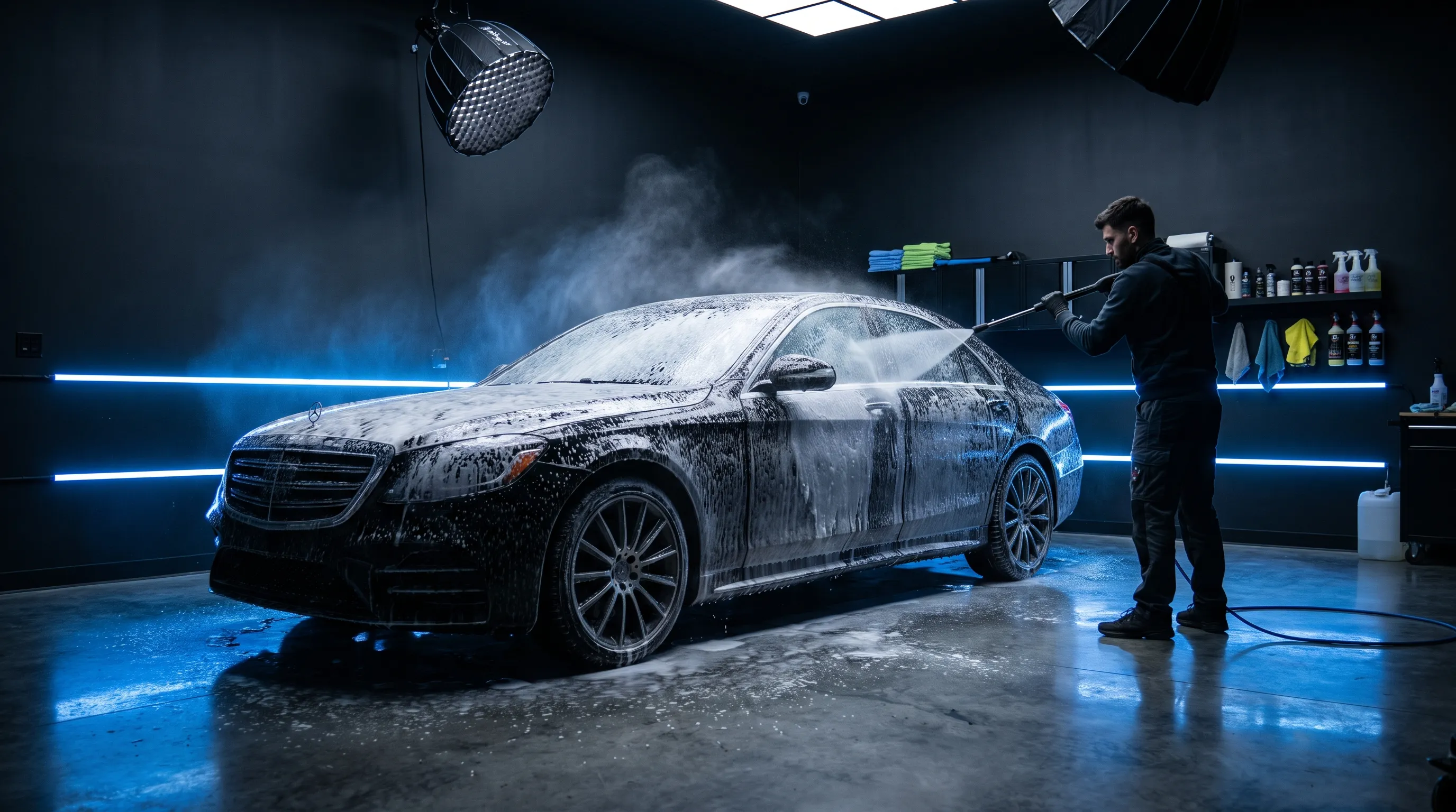 Rửa xe bằng bọt tuyết tại xưởng T&T Auto Detailing